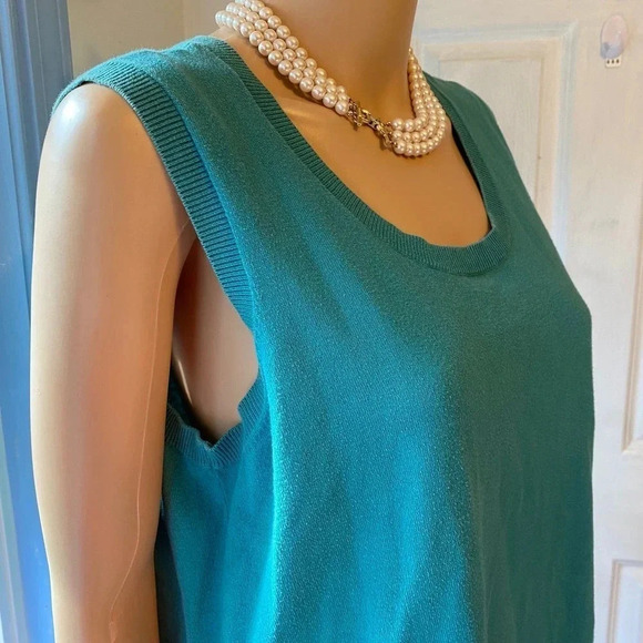 Talbots Pima Cotton Women Green Vest Tank Top Plus Size 1X Casual Stretch - Picture 5 of 5